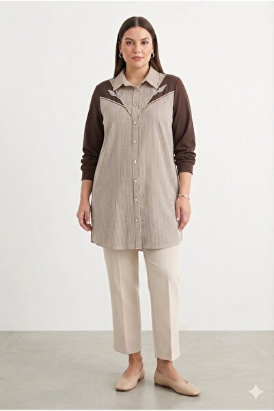 FUAT GÜRSEN Τονισμένο με πέτρες λεπτομέρεια, ριγέ τουνίκ