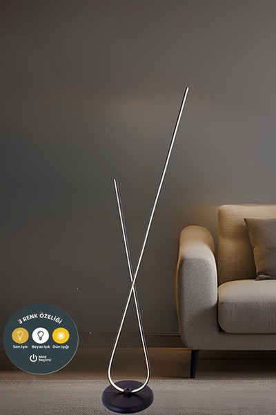 Lzy Avize Store 3 RenkAlfa 3’lü Çubuk LED Lambader Siyah– Modern Dekoratif Ye...