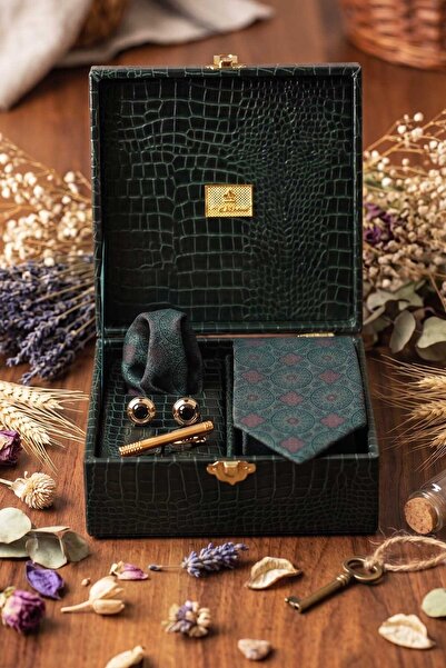 Kravatkolik Πράσινη ανδρική συσκευασία δώρου - Κλιπ για γραβάτα με μανικετόκο...