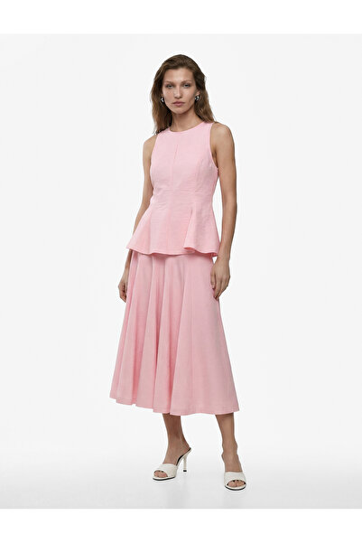 Koton Βαμβακερή μπλούζα Peplum με λεπτή εφαρμογή, αμάνικη και με λαιμόκοψη πο...