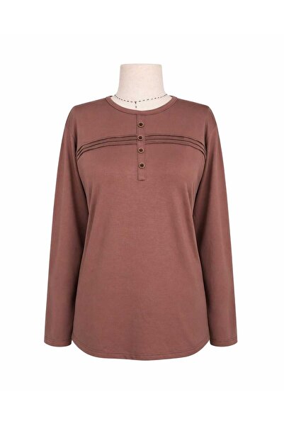 Nacar Moda Γυναικεία μπλούζα από χτενισμένο βαμβάκι Lycra για μεσήλικες και η...