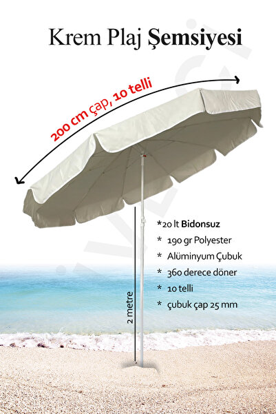 Düvenci Krem Renkli Yeni Sezon 200CM Plaj, Bahçe, Balkon Şemsiyesi Eğim Veril...