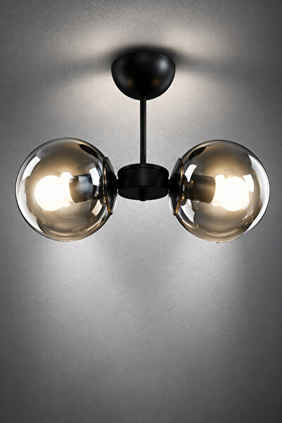 MINIMAL ETICARET VE BILGI TEKNOLOJILERI Globe Black & Silver DUAL Krom Cam Avize