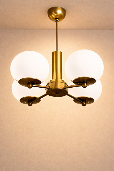 MINIMAL ETICARET VE BILGI TEKNOLOJILERI Globe Golden Up Quad Sarkıt Cam Avize