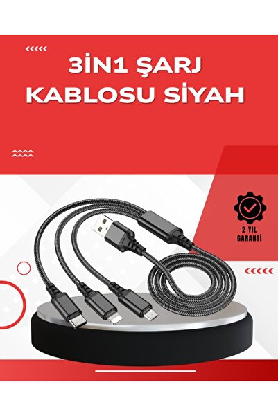 3-in-1 Charging Cable with Durable Metal Head – Compatible with All Devices