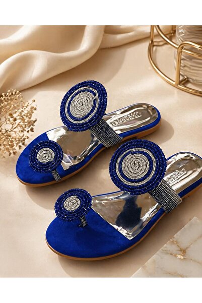 A.FRM Patterned Round Stone Slippers