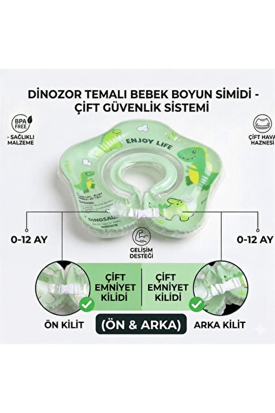 BigsToy Bebek Simidi 0-12 Ay Çift Emniyet Kilitli Yüzme Simidi, Anti-Panik Be...