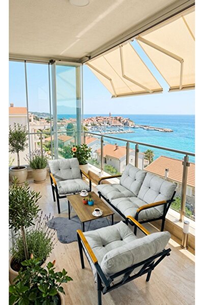 Madame Home Gri Balkon, Bahçe,teras,cafe - Salon - Metal Kanepe Koltuk Takımı...