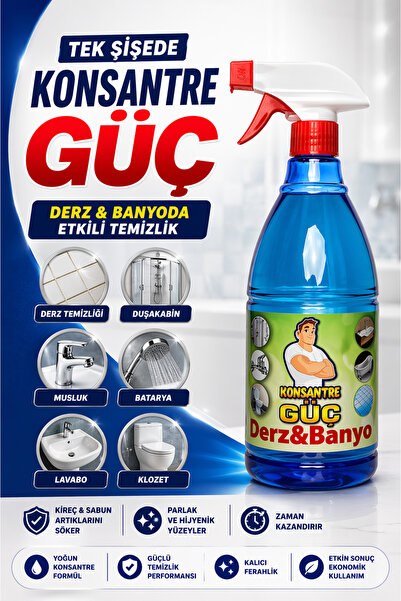 GEMİX Derz&Banyo Duşakabin Fayans Arası Temizleyici 1 Litre –Küf,Sararma ve K...