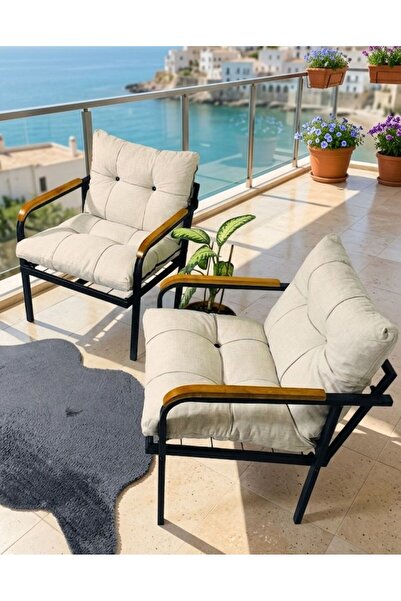 Madame Home Krem Balkon, Bahçe,Teras,Cafe - Salon - Metal Kanepe Koltuk Takım...