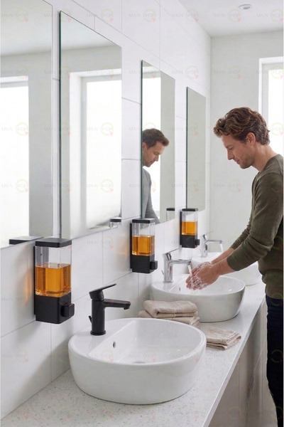 MAİN SHOP Επαναγεμιζόμενος 350 ML Επιτοίχιος Χειροκίνητος Διανομέας Υγρού Σαπ...