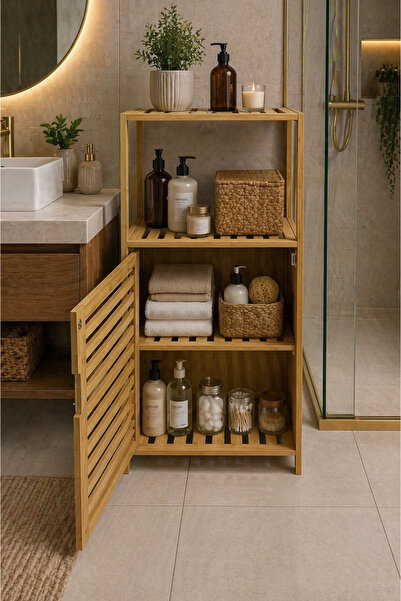 NEWNOW Pinterest Bambu Banyo Dolabı Raflı Kapaklı Çok Amaçlı Organizer | Doğa...
