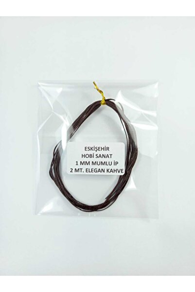 Eskişehir hobi sanat 1 Mm 2 Metre Elegan Kahve Renk Mumlu ip ( Saraç Deri Dik...