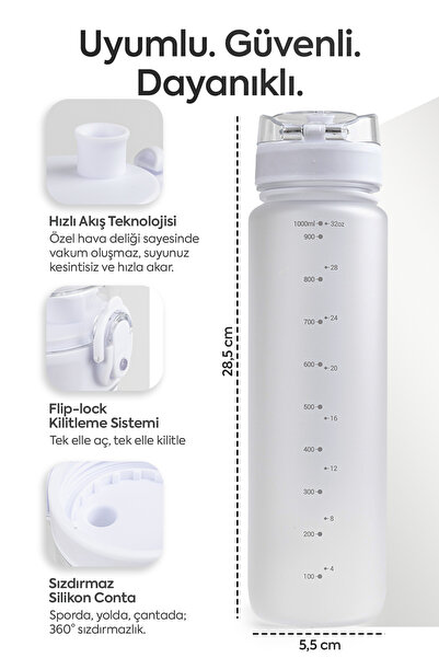 Cor Solis Drinking Flask Tritan 1050ml, Healthy, No Odor and Water Leakage, Bpa Free, Sports Water Bottle