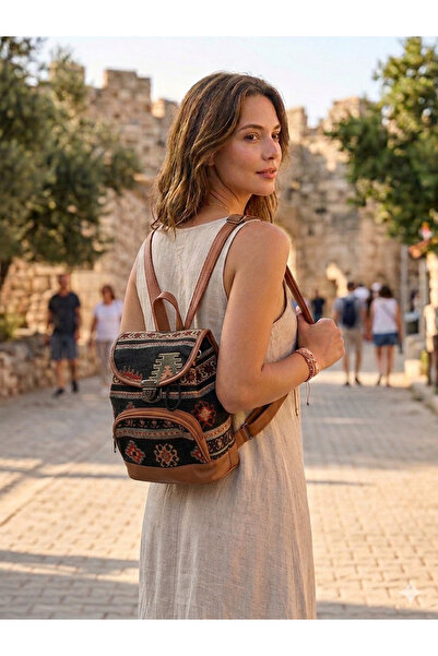 othobag Boho Etnik Desen Tarz Günlük Küçük Boy Kadın Sırt Çantası