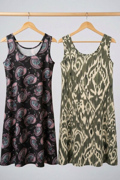 COTENCONCEPT 2 τεμάχια άνετο φόρεμα σε γραμμή Α με Ρευστή εφαρμογή χοντρές τι...