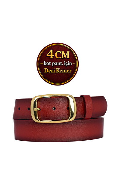 GoDeri 100% естествена кожа, дамски спортен колан от деним със златна катарам...