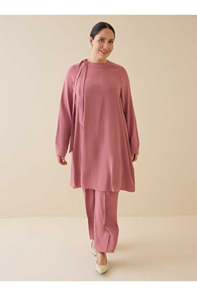 ALİA Σετ Τουνίκ και Παντελόνι Μεγάλου Μεγέθους - Σκούρο Ροζ