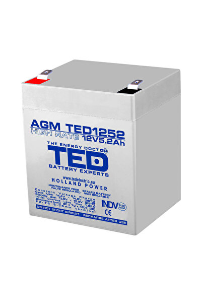 TED Electric Baterie Reincarcabila F2 12V High Rate VRLA 5.2Ah AGM, Dimensiun...