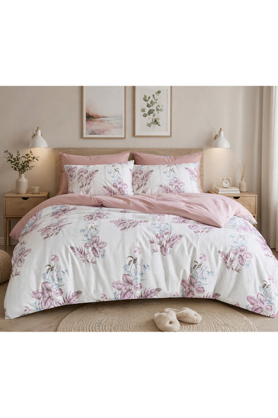 MyStory Home Σετ Παπλωματοθήκη Διπλό Κρεβάτι με Ελαστικό Σεντόνι Ροζ Νεράιδα