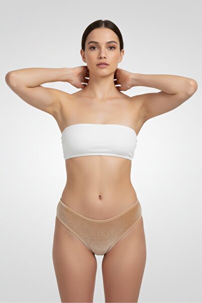 Public Desire Women Textured Bikini Bottom, Tan