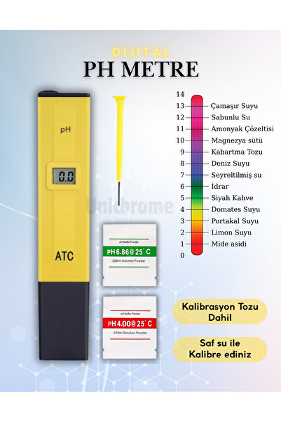 Unichrome Dijital Ph Metre Su Sıvı Akvaryum Ph Su Kalite Asitlik Ölçer 2 Adet...