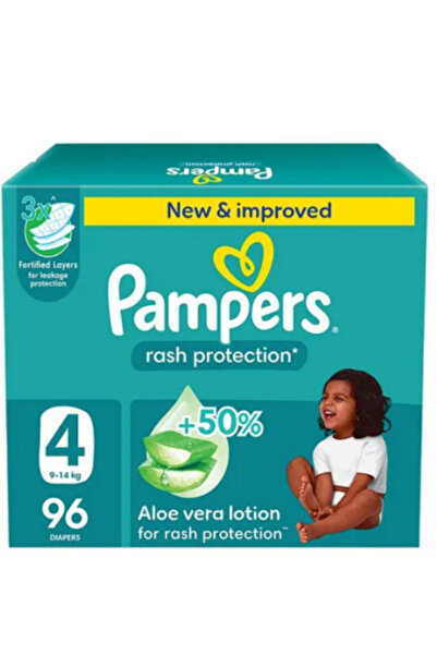 Pampers الصبار، مقاس 4، ماكسي، 9-14 كجم، عبوة جامبو، 96 حفاضة مغلفة بشريط لاصق