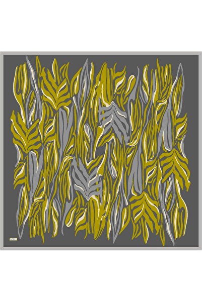 Belli Μεταξωτό κασκόλ Twill - 4034-32 Γκρι Κίτρινο