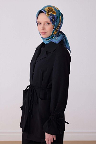 Belli Μεταξωτό Φουλάρι Τουίλ - 4330-82 Μεταλλικό Μπλε