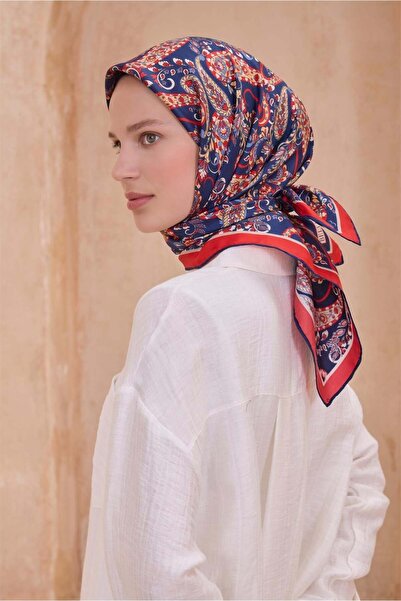 Belli Eșarfă Twill mătase - 4101-36 Bleumarin Roșu