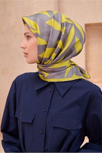 Belli Κασκόλ Twill Μετάξι - 4123-57 Γκρι Κίτρινο