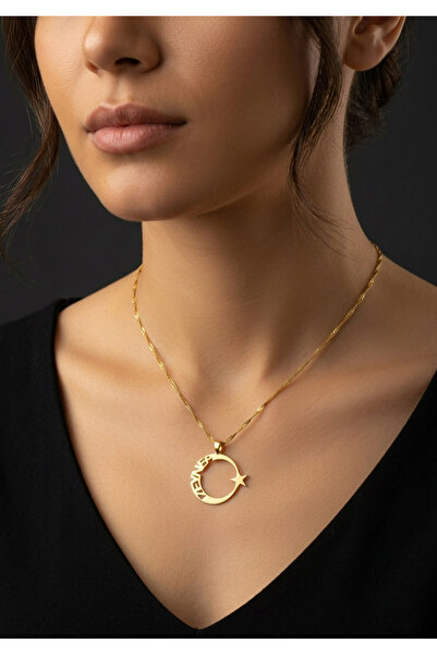 Moda Hilye www.modahilye.com Gümüş İsimli Ay Yıldız Hilal Kadın Kolye| 14k Al...