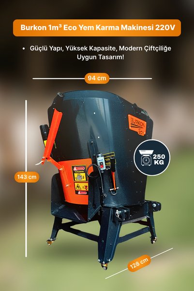 BURKON MAKINE Burkon 1m³ Eco Yem Karma Makinesi 220V