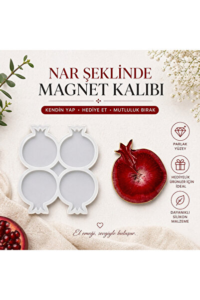 stonechem Epoksi Silikon Nar 4’lü Magnet Kalıbı Çoklu Dekoratif Kalıp