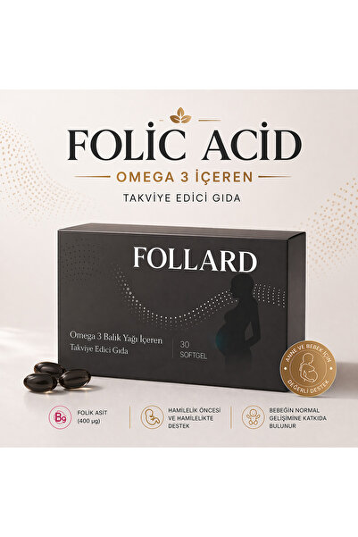 Follard 30 Softgel Folik Acid ve Omega3 İçeren Takviye Edici Gıda
