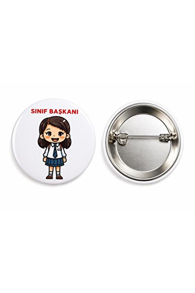 Sınıf Başkanı Öğrenci Rozeti Çanta Rozeti-Yaka İğnesi-Şapka Aksesuarı (44mm) 1 Adet