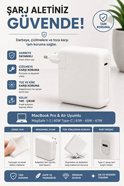 Mcstorey Şarj Aleti Silikon Kılıfı Macbook Pro Air Magsafe 1-2 60w Type-c 61w...