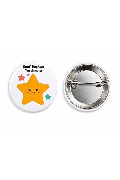 Öğrenci Sınıf Başkan Yardımcısı Metal Buton Rozet Broş-Çanta Rozeti-Yaka İğnesi (44mm) 1 Adet