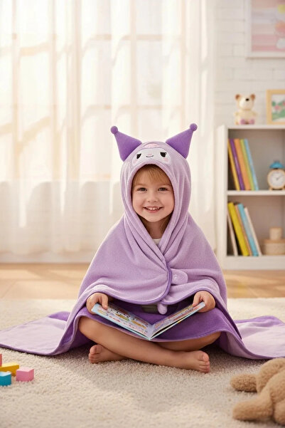 SANRIO Lisanslı Kuromi Kapüşonlu Battaniye – Yumuşak Dokulu Giyilebilir Batta...