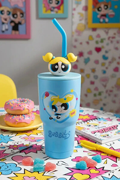 Powerpuff Girls Disney Lisanslı Pipetli Çelik Termos 900 Ml – 304 Paslanmaz