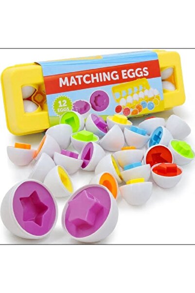 indiggo Joc educativ, set de 12 ouă în cutie, Montessori, 4 culori și 12 form...