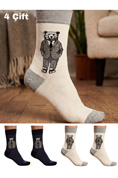 CLEWEAR Colorful Cotton Socks with Bear Pattern