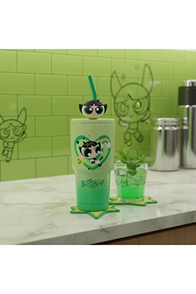 Powerpuff Girls Lisanslı Buttercup Termos 900 Ml – Pipetli Paslanmaz Çelik