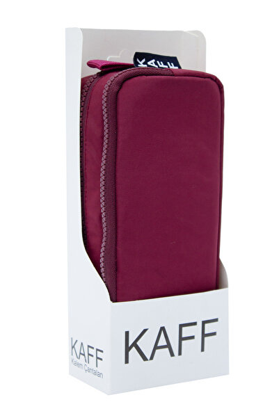 KAFF 01105 Krinkıl Kumaş Bordo Suya Dayanıklı Çift Bölmeli Gözlü Kalemlik Kalem Kutusu
