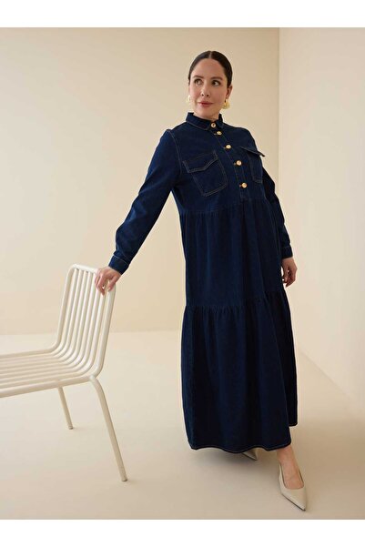 ALİA Φόρεμα τζιν μεγάλου μεγέθους με λεπτομέρεια ραφής σε αντίθεση, τσέπες με...