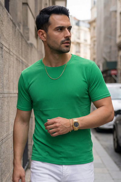 Teenage Millionaire Ανδρικό πράσινο μπλουζάκι με λαιμόκοψη ποδηλάτου, πλεκτό ...