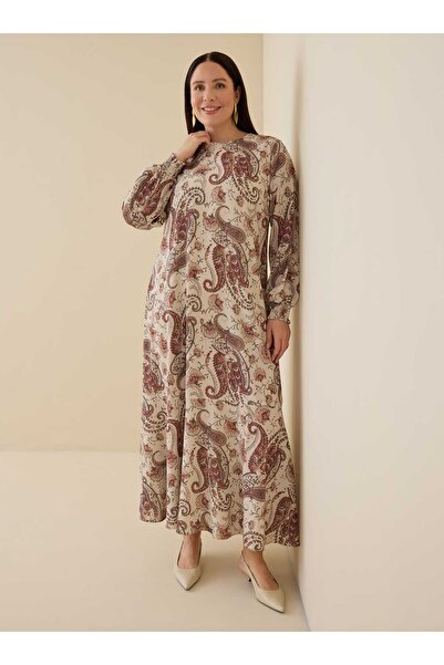 ALİA Υφαντό φόρεμα με σχέδιο σάλι σε μεγάλο μέγεθος - Καφέ σχέδιο σάλι -