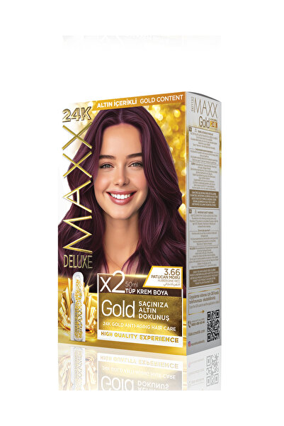 MAXX DELUXE Golden Beauty Set Saç Boyası 3.66 Patlıcan Moru