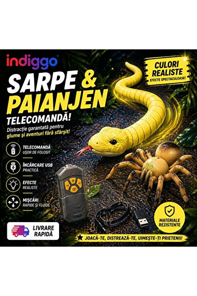 indiggo Set de jucării interactive pentru copii, șarpe și păianjen cu telecom...