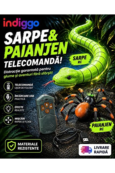 indiggo Set de jucării interactive pentru copii, șarpe și păianjen cu telecom...